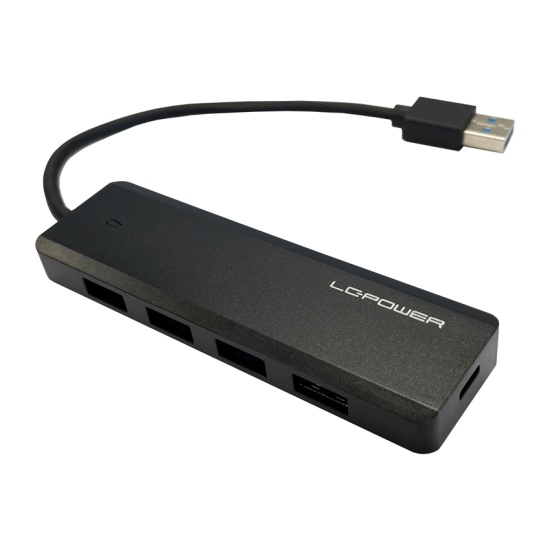 LC-Power LC-HUB-U3-4-V2 interface hub USB 3.2 Gen 1 (3.1 Gen 1) Type-A 5 Mbit/s Black Image