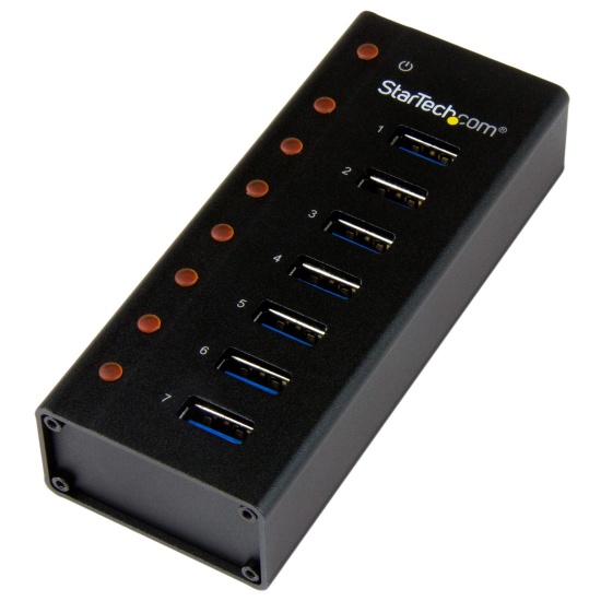 StarTech.com 7-Port USB 3.0 Hub - Desktop or Wall-Mountable Metal Enclosure~7-Port USB 3.0 Hub (5Gbps) - Desktop or Wall-Mountable Metal Enclosure Image