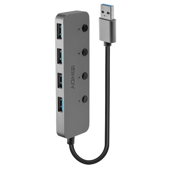 Lindy 4 Port USB 3.0 Hub with On/Off Switches Image