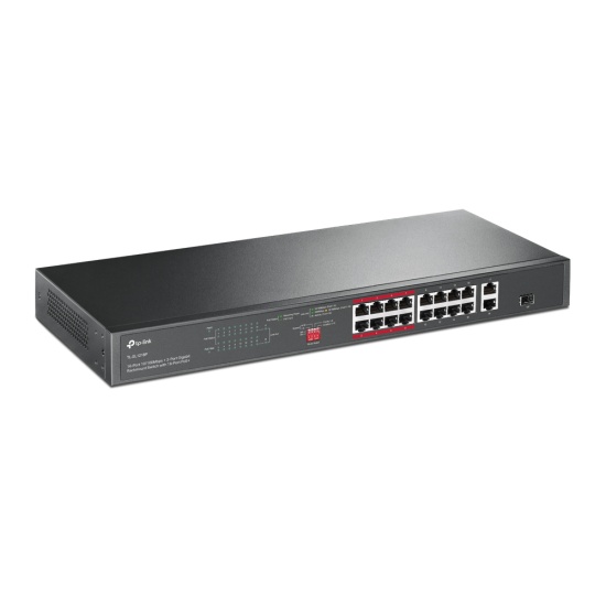 TP-Link 16-Port 10/100 Mbps + 2-Port Gigabit Rackmount PoE Switch with 16-Port PoE+ Image