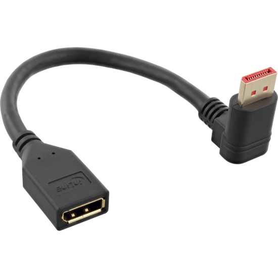 InLine DisplayPort 1.4 adapter cable M/F, 8K4K, downward angled, black/gold Image