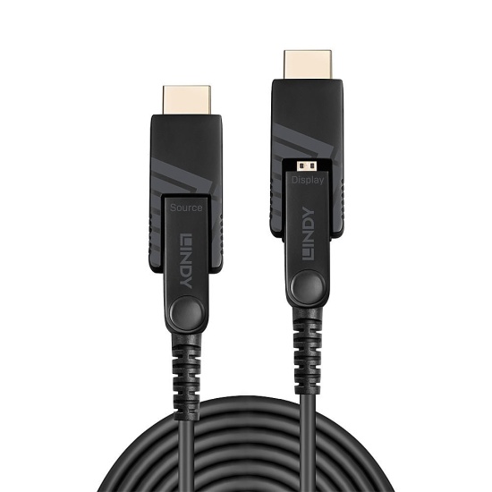 Lindy 10m Fibre Optic Hybrid Micro-HDMI 18G Cable with Detachable HDMI and DVI Connectors Image