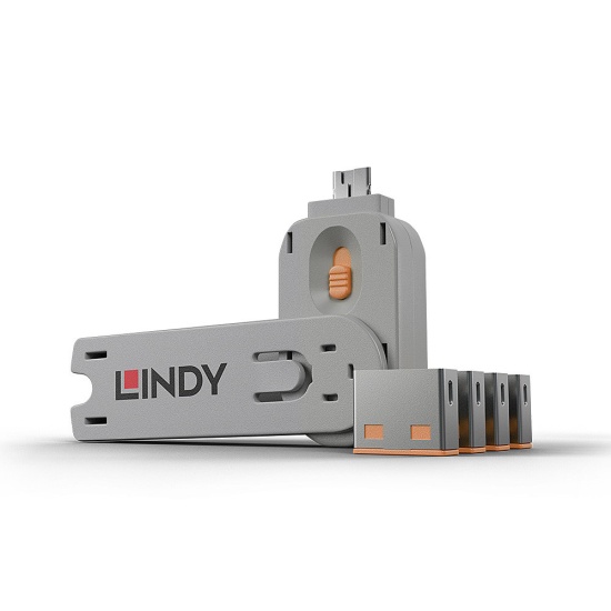 Lindy USB Port Locks 4xORANGE+Key Image