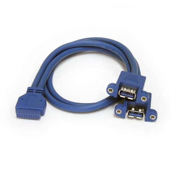 StarTech.com 2 Port Panel Mount USB 3.0 Cable - USB A to Motherboard Header Cable F/F Image