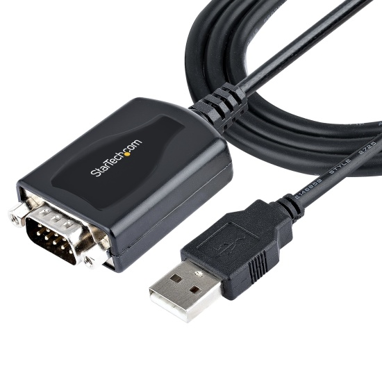 StarTech.com 3ft (1m) USB to Serial Cable with COM Port Retention, DB9 Male RS232 to USB Converter, USB to Serial Adapter for PLC/Printer/Scanner, Prolific Chipset, Windows/Mac Image