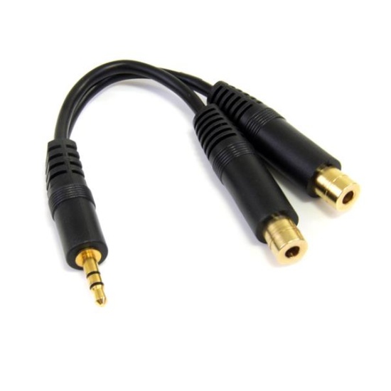 StarTech.com 6in Stereo Splitter Cable - 3.5mm Male to 2x 3.5mm Female Image