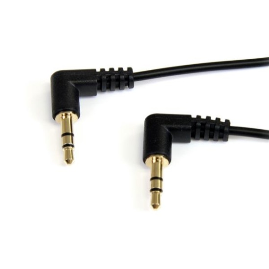 StarTech.com 1 ft Slim 3.5mm Right Angle Stereo Audio Cable - M/M Image