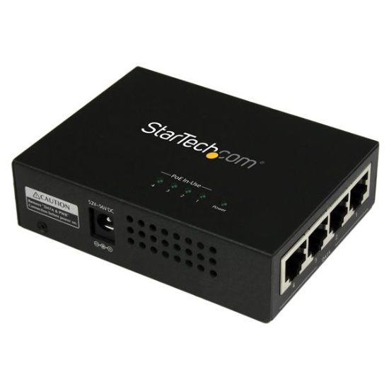 StarTech.com 4-Port Gigabit Midspan - PoE+ Injector - 802.3at/af Image