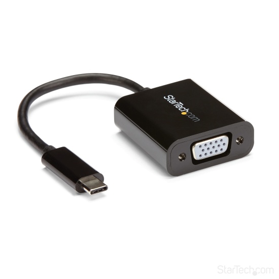 StarTech.com USB-C to VGA Adapter - Black - 1080p - Video Converter For Your MacBook Pro - USB C to VGA Display Dongle - Upgraded Version is CDP2VGAEC Image