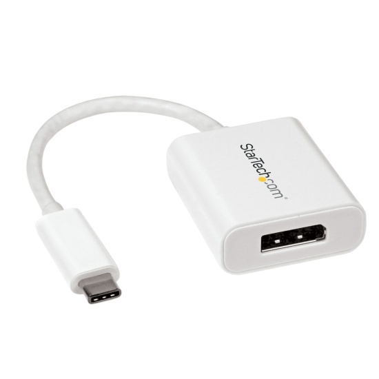 StarTech.com USB C to DisplayPort Adapter - 4K 60Hz/8K 30Hz - USB Type-C to DP 1.4 HBR2 Adapter Dongle - Compact USB-C (DP Alt Mode) Monitor Video Converter - Thunderbolt 3 Compatible - White Image