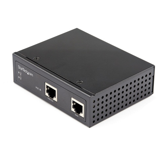 StarTech.com Industrial Gigabit PoE Injector - High Speed/High Power 90W - 802.3bt PoE++ 52V-56VDC DIN Rail UPoE/Ultra Power Over Ethernet Injector Adapter -40C to +75C Rugged Image