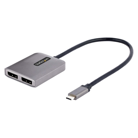 StarTech.com USB-C to Dual Displayport 1.4 Adapter, USB Type-C Multi-Monitor MST Hub, Dual 5K 60Hz DP Laptop Display Extender / Splitter, HDR, Extra-Long Built-In Cable - Windows Only Image