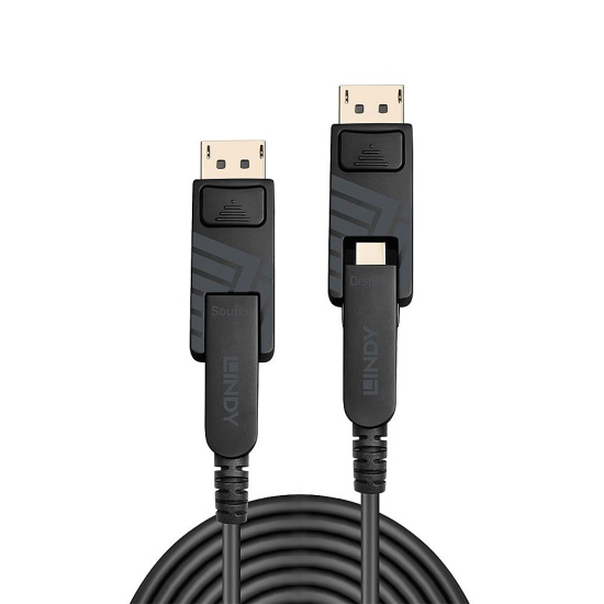 Lindy 30m Fibre Optic Hybrid Mini DisplayPort 1.4 Cable with Detachable DP Connectors Image