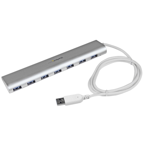 StarTech.com 7-Port Compact USB 3.0 Hub with Built-in Cable~7-Port Compact USB 3.0 Hub (5Gbps) with Built-in Cable Image