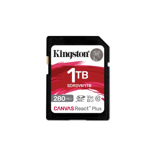 Kingston Technology 1TB Canvas React Plus SDXC UHS-II 280R/150W U3 V60 for Full HD/4K Image