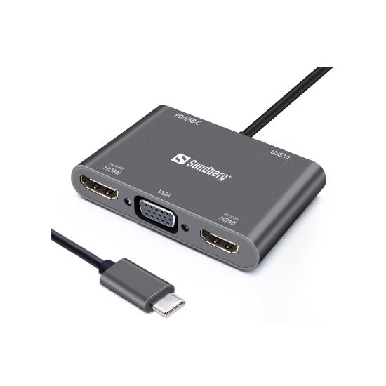 Sandberg USB-C Dock 2xHDMI+1xVGA+USB+PD Image