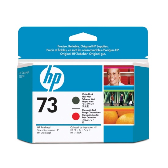 HP 73 Matte Black and Chromatic Red DesignJet Printhead Image