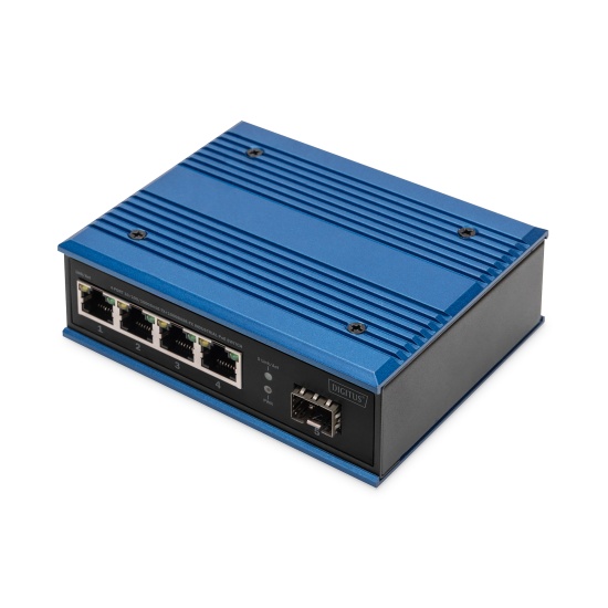 Digitus 4 Port Gigabit Ethernet Network PoE Switch, Industrial, Unmanaged, 1 SFP Uplink Image