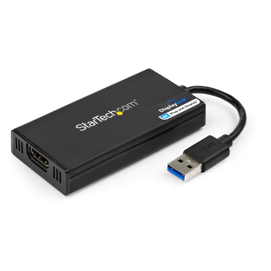 StarTech.com USB 3.0 to HDMI Adapter - 4K 30Hz Ultra HD - DisplayLink Certified - USB Type-A to HDMI Display Adapter Converter for Monitor - External Video & Graphics Card - Mac & Windows Image
