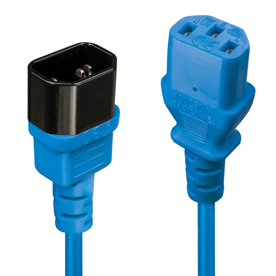 Lindy 1m IEC C13 Extension Cable, Blue Image