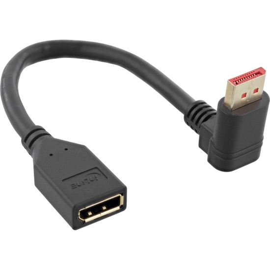 InLine DisplayPort 1.4 adapter cable M/F, 8K4K, upward angled, black/gold Image