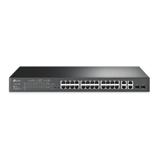 TP-Link JetStream TL-SL2428P network switch Managed L2 Fast Ethernet (10/100) Power over Ethernet (PoE) 1U Black Image