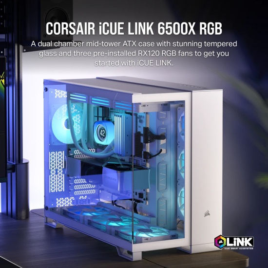 Corsair iCUE LINK 6500X RGB Midi Tower White Image