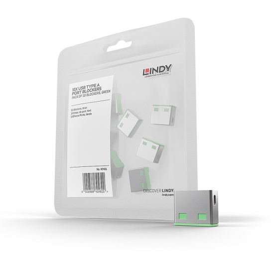 Lindy USB Port Blocker (without key) - Pack of 10, Colour Code: Green Image