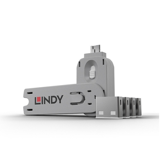 Lindy USB Port Blocker - Pack of 4, Colour Code: White Image