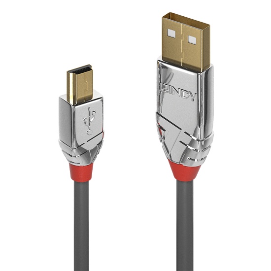 Lindy 1m USB 2.0 Type A to Mini-B Cable, Cromo Line Image