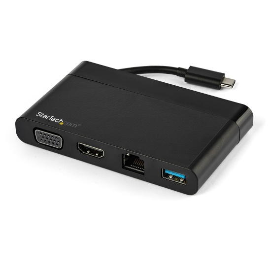 StarTech.com USB C Multiport Adapter with HDMI, VGA, Gigabit Ethernet & USB 3.0 - USB C to 4K HDMI or 1080p VGA Display Mini Dock Hub - USB Type-C Travel Docking Station for USB-C Laptops Image