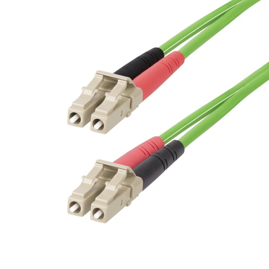 StarTech.com 3m (10ft) LC to LC (UPC) OM5 Multimode Fiber Optic Cable, 50/125µm Duplex LOMMF Zipcord, VCSEL, 40G/100G, Bend Insensitive, Low Insertion Loss, LSZH Fiber Patch Cord Image