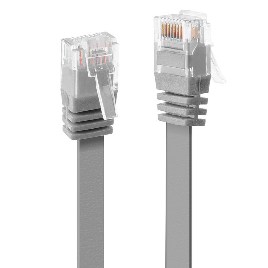 Lindy 3m Cat.6 U/UTP Flat Network Cable, Grey Image