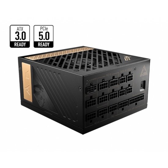 MSI MEG AI1300P PCIE5 power supply unit 1300 W 24-pin ATX ATX Black Image