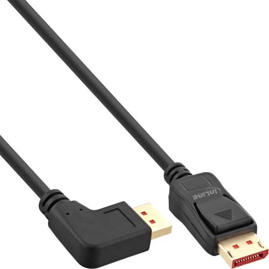 InLine DisplayPort 1.4 cable, 8K4K, left angled, black/gold, 3m Image