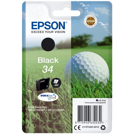 Epson Golf ball Singlepack Black 34 DURABrite Ultra Ink Image