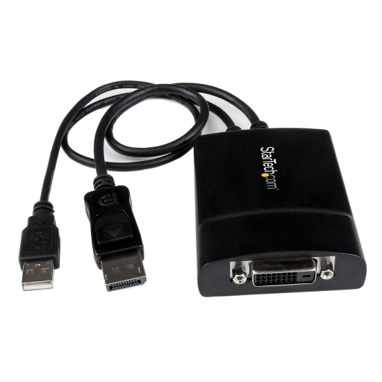 StarTech.com DisplayPort to DVI Dual Link Active Adapter - DisplayPort to DVI-D Adapter Video Converter 2560x1600 60Hz - DP 1.2 to DVI Monitor - USB Powered - Latching DP Connector Image