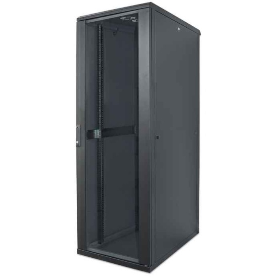 Intellinet Network Cabinet, Free Standing (Standard), 42U, Usable Depth 123 to 573mm/Width 503mm, Black, Flatpack, Max 1500kg, Server Rack, IP20 rated, 19