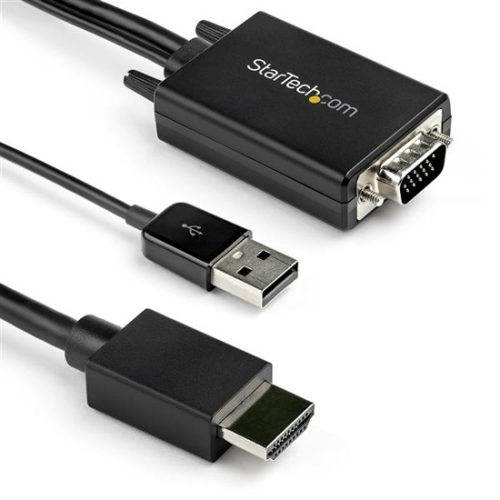 StarTech.com 3m VGA to HDMI Converter Cable with USB Audio Support & Power - Analog to Digital Video Adapter Cable to connect a VGA PC to HDMI Display - 1080p Male to Male Monitor Cable Image