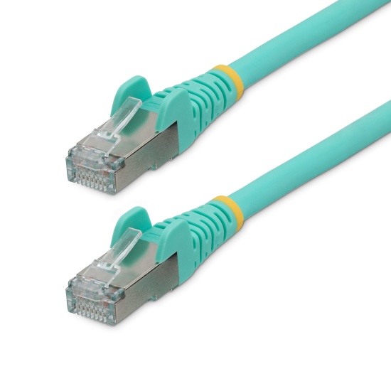 StarTech.com 7.5m CAT6a Ethernet Cable - Aqua - Low Smoke Zero Halogen (LSZH) - 10GbE 500MHz 100W PoE++ Snagless RJ-45 w/Strain Reliefs S/FTP Network Patch Cord Image