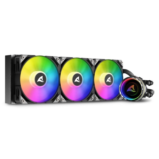 Sharkoon S90 RGB Computer case, Processor All-in-one liquid cooler 12 cm Black 1 pc(s) Image