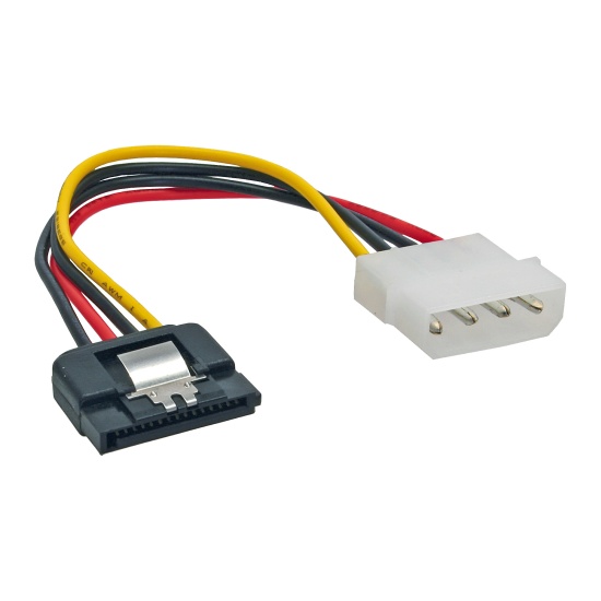 InLine SATA Power Adapter Cable 4pin Molex / 15pin SATA with latch 0.15m Image