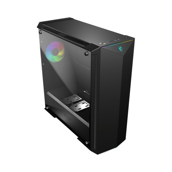 MSI MPG GUNGNIR 100 Mid Tower Gaming Computer Case 'Black, 1x 120mm ARGB + 3x 120mm Fan, Mystic Light Sync, 8 Channel ARGB Hub, Tempered Glass Panels, E-ATX, ATX, mATX, mini-ITX' Image