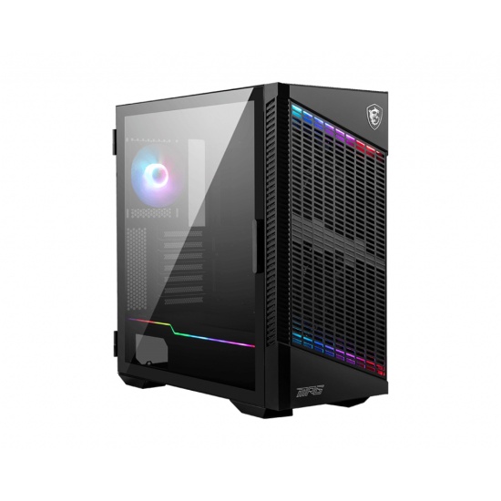 MSI MPG VELOX 100P AIRFLOW Mid Tower Gaming Computer Case 'Black, 3x 120mm Fan + 1x 120mm ARGB Fan, ARGB light strip, USB Type-C, 1x Tempered Glass, Center, E-ATX, ATX, mATX, mini-ITX' Image