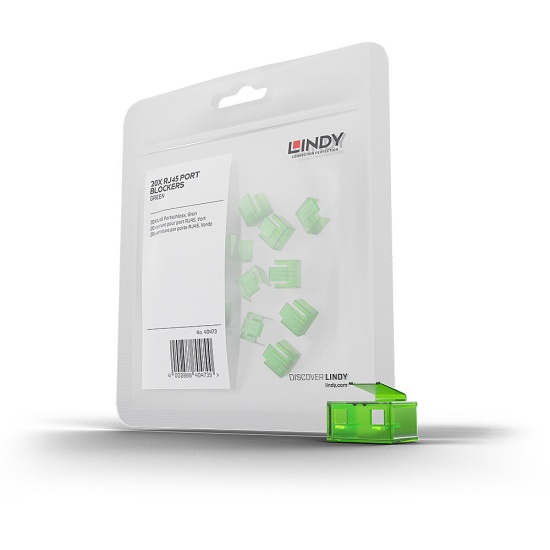 Lindy 20 x RJ-45 Port Blockers (without key), Green Image