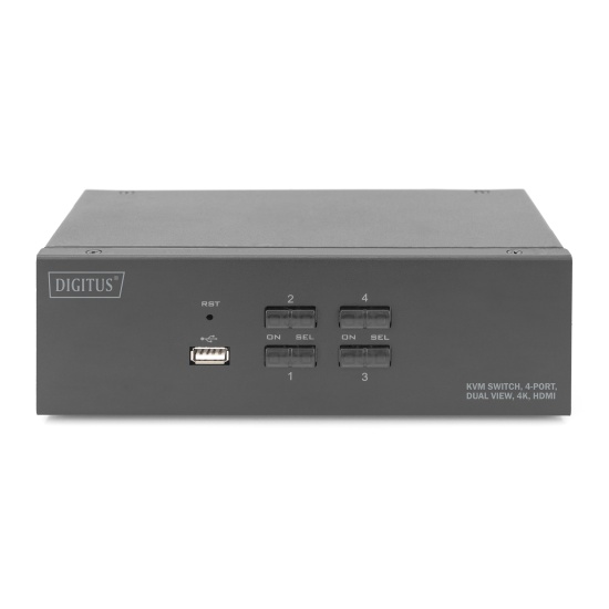 Digitus KVM Switch, 4 Port, Dual Display, 4K, HDMI® Image