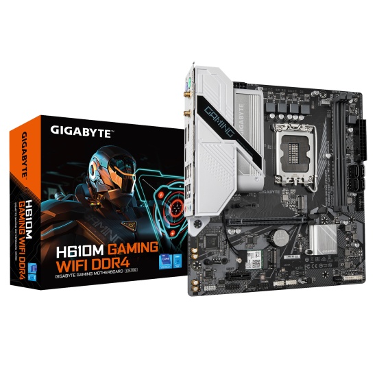 Gigabyte H610M GAMING WF DDR4 Motherboard - Supports Intel Core 14th CPUs, 6+1+1 Hybrid Digital VRM, up to 3200MHz DDR4, 2xPCIe 3.0 M.2, Wi-Fi 802.11ac, GbE LAN , USB 3.2 Gen 1 Image