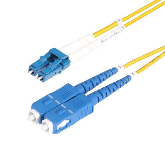 StarTech.com 5m (15ft) LC to SC (UPC) OS2 Single Mode Duplex Fiber Optic Cable, 9/125µm, Laser Optimized, 10G, Bend Insensitive, Low Insertion Loss, LSZH Fiber Patch Cord Image