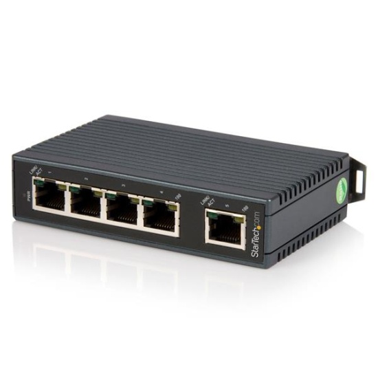 StarTech.com 5-port industrial Ethernet switch - DIN rail mountable Image