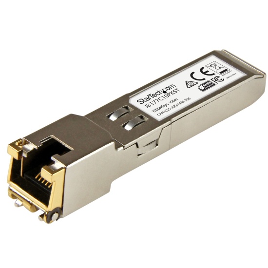 StarTech.com HP J8177C Compatible SFP Transceiver Module - 1000BASE-T - 10 Pack~10 pack HPE J8177C Compatible SFP Module - 1000BASE-T - SFP to RJ45 Cat6/Cat5e - 1GE Gigabit Ethernet SFP - RJ-45 100m - HPE 1810, 1820, 2530 Image